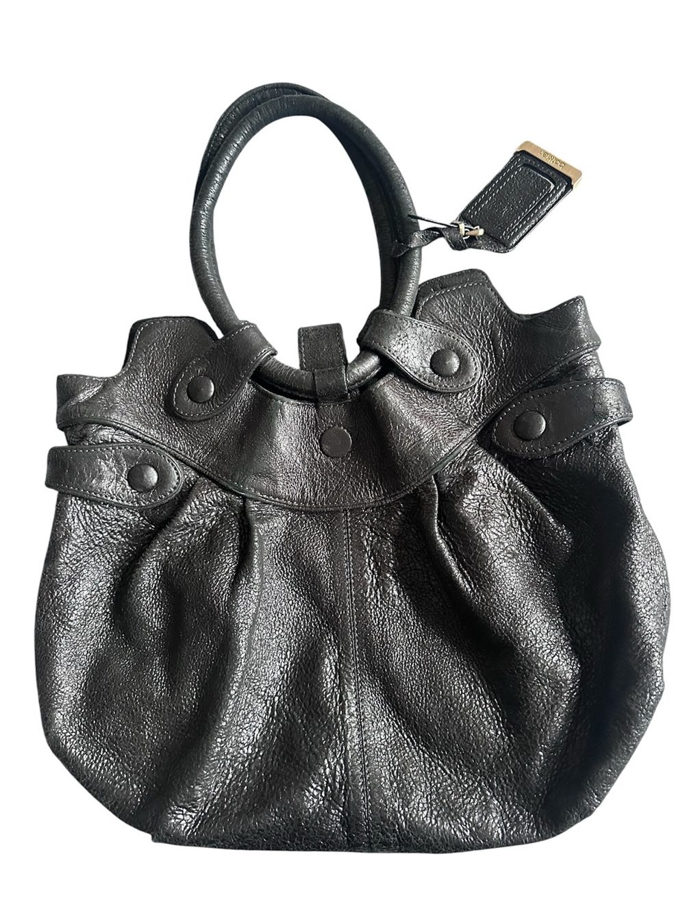 Botkier Black Leather Ring-Handle Shoulder Bag